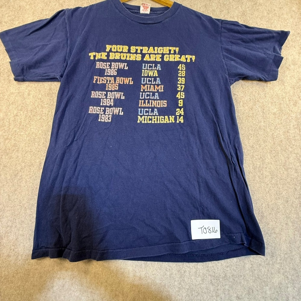 Vintage 80s UCLA Bruins Rose Bowl Fiesta Bowl T Shirt Navy Blue Large Collegiate